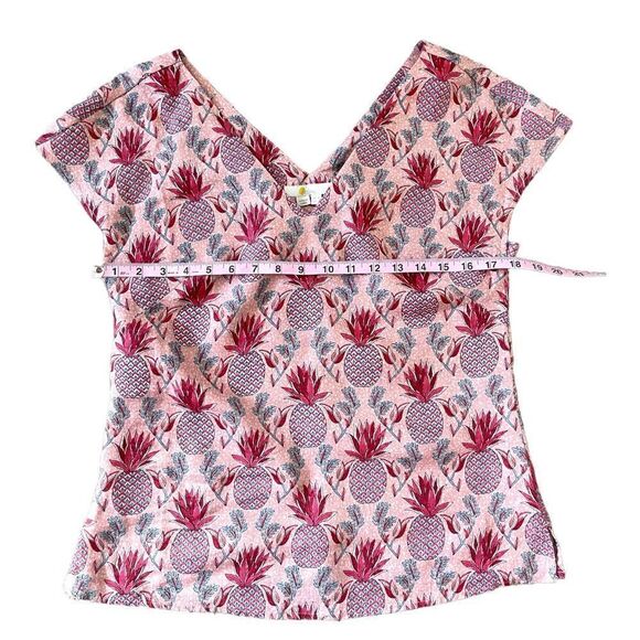 Boden Alexandra Ivory Palm Stamp Linen Top in Pink & Magenta - Picture 11 of 15